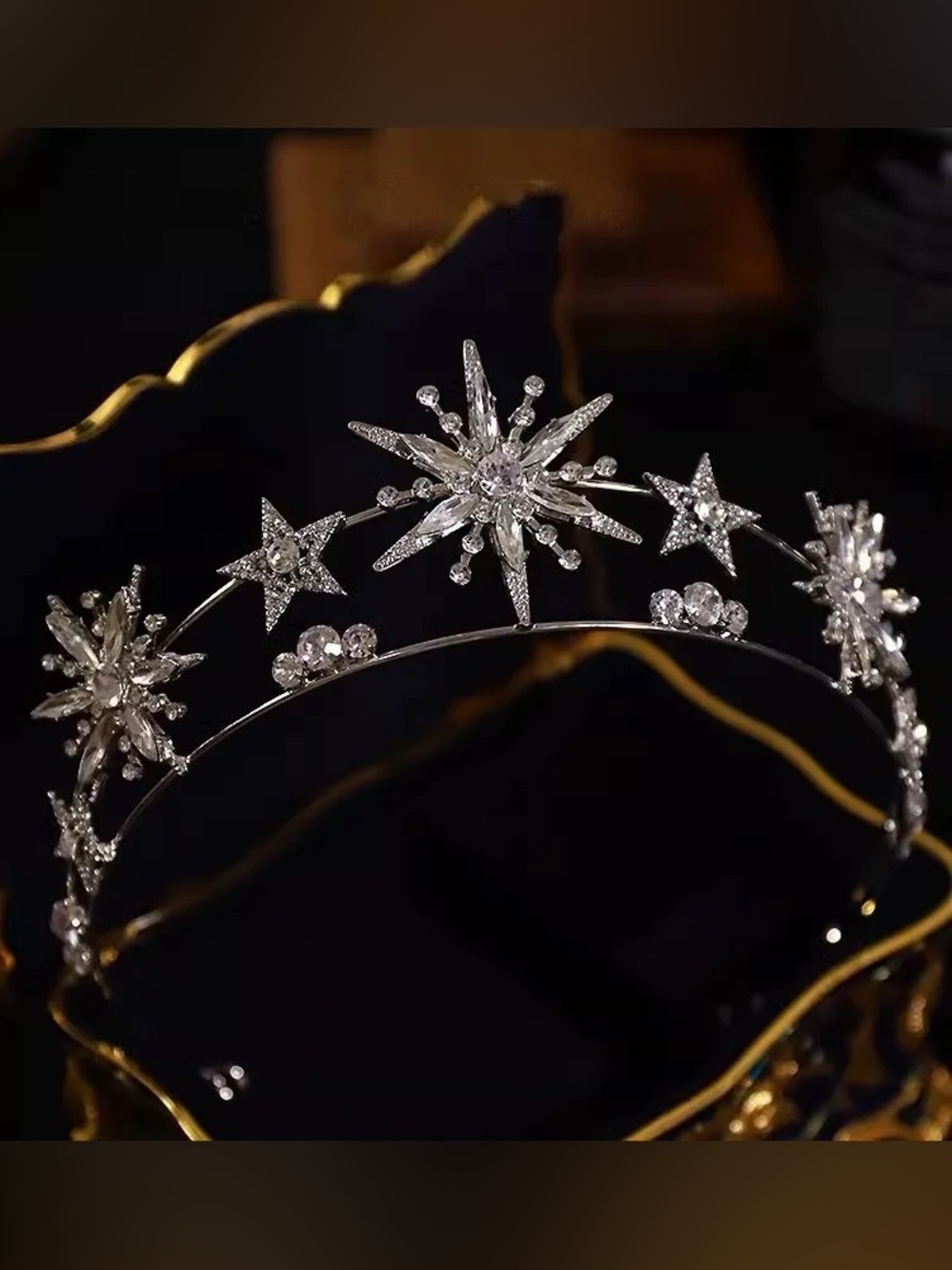 Silver Crystal Starburst Tiara Headband